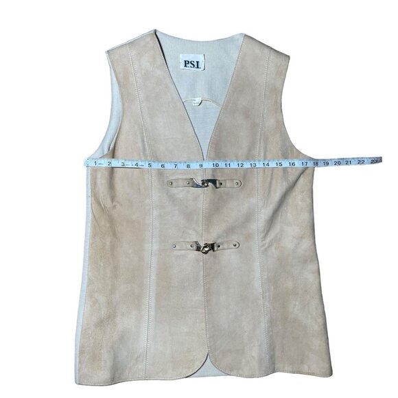 VTG Leather Hook Closure Vest 70s Size 12 - Picture 8 of 9